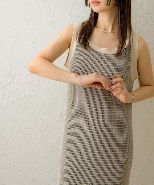 NOAHL(ノアル)の「【NOAHL】ギンガムニットタンクワンピース(ワンピース・レディース・ベージュ/ブラウン・S/M)」の5枚目の写真