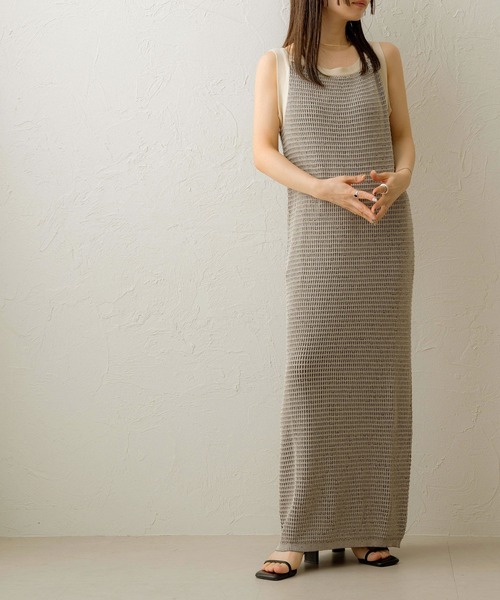 NOAHL(ノアル)の「【NOAHL】ギンガムニットタンクワンピース(ワンピース・レディース・ベージュ/ブラウン・S/M)」の9枚目の写真