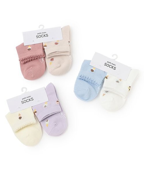 petit main（プティマイン）の「GIRLS接触冷感ソックス2P（ソックス/靴下・キッズ・ピンク系その他/サックスブルー/アイボリー・SS/M/L/S）」の6枚目の写真