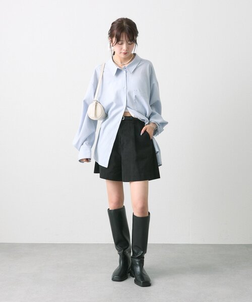 黒いキュロット ベルト付き サイドポケット ramorty-11.jpg