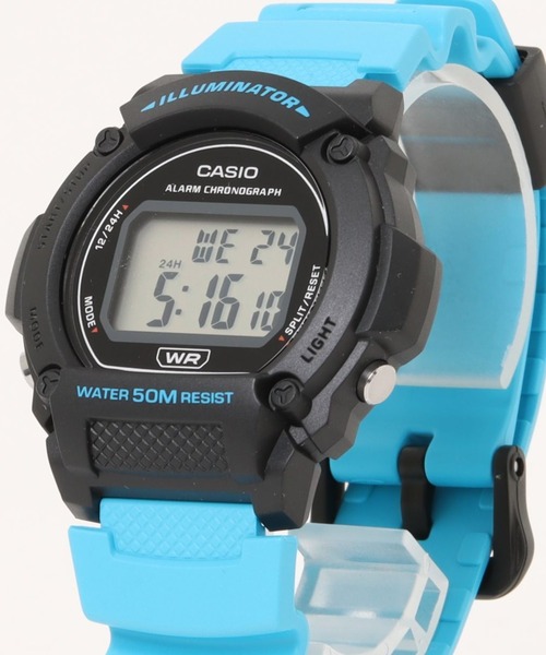 CASIO(カシオ)の「CASIO カシオ/ デジタル腕時計 5気圧防水 LEDライト 軽量 樹脂バンド ユニセックス /// Wシリーズ(デジタル腕時計・メンズ・ネイビー/オフホワイト/グリーン/ブラック/ブルー系その他/ブルー/グレー・FREE)」の9枚目の写真