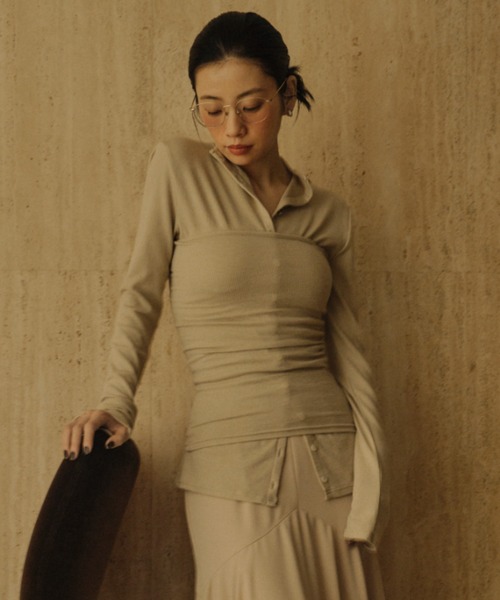 テンセルウールレイヤーカットトップス（Tシャツ/カットソー）｜anuans