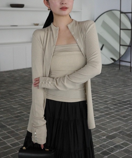 セール】テンセルウールレイヤーカットトップス（Tシャツ/カットソー