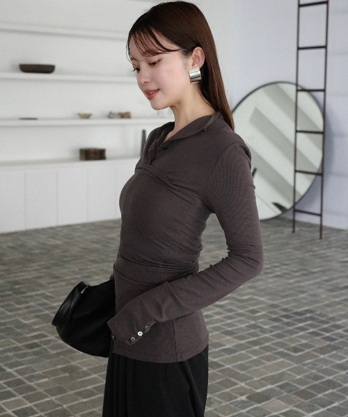 セール】テンセルウールレイヤーカットトップス（Tシャツ/カットソー