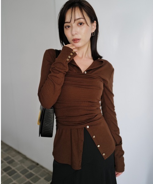 テンセルウールレイヤーカットトップス（Tシャツ/カットソー）｜anuans