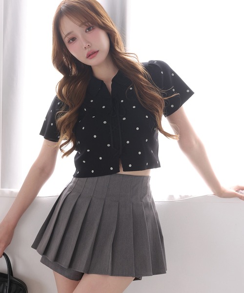 セール】レースアップドットポロニット（ニット/セーター）｜one after