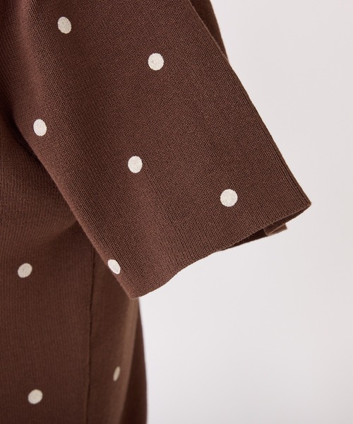 one after another NICE CLAUP(ワンアフターアナザーナイスクラップ)の「レースアップドットポロニット(ニット/セーター・レディース・ブラウン/オフホワイト/ブラック/グレー・FREE)」の10枚目の写真