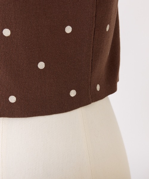 one after another NICE CLAUP(ワンアフターアナザーナイスクラップ)の「レースアップドットポロニット(ニット/セーター・レディース・ブラウン/オフホワイト/ブラック/グレー・FREE)」の11枚目の写真