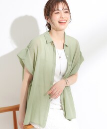 SHOO・LA・RUE | 【S-LL】さらシャリコットン 上品なシアー感のフロントボタンシャツ(シャツ/ブラウス)