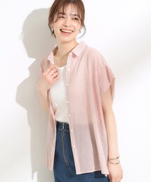 SHOO・LA・RUE | 【S-LL】さらシャリコットン 上品なシアー感のフロントボタンシャツ(シャツ/ブラウス)