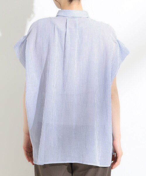 SHOO・LA・RUE（シューラルー）の「【S-LL】さらシャリコットン 上品なシアー感のフロントボタンシャツ（シャツ/ブラウス・レディース・ネイビー/グリーン系/レッド系/ブルー系2・01/02/03/04）」の8枚目の写真