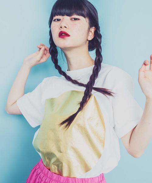 MONDEWORK(モンドワーク)の「circleプリントTシャツ(Tシャツ/カットソー・レディース・ホワイト/ブラック・M/S)」の1枚目の写真