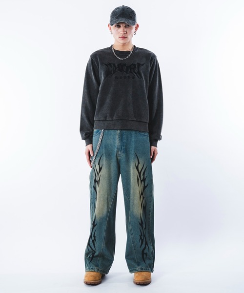 SHORT ROUND（ショートラウンド）の「SHORT ROUND/トライバルデニムパンツ（デニムパンツ・メンズ・コバルトブルー/ブラック系3・MEDIUM/LARGE）」の22枚目の写真