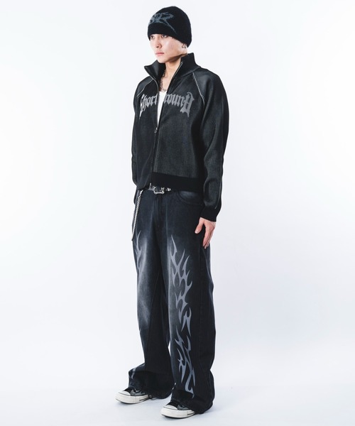 SHORT ROUND（ショートラウンド）の「SHORT ROUND/トライバルデニムパンツ（デニムパンツ・メンズ・コバルトブルー/ブラック系3・MEDIUM/LARGE）」の3枚目の写真