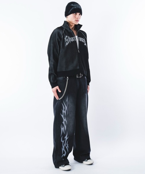 SHORT ROUND（ショートラウンド）の「SHORT ROUND/トライバルデニムパンツ（デニムパンツ・メンズ・コバルトブルー/ブラック系3・MEDIUM/LARGE）」の5枚目の写真