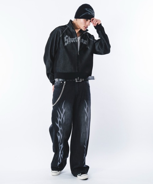 SHORT ROUND（ショートラウンド）の「SHORT ROUND/トライバルデニムパンツ（デニムパンツ・メンズ・コバルトブルー/ブラック系3・MEDIUM/LARGE）」の6枚目の写真