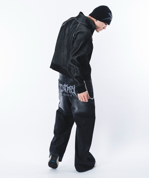 SHORT ROUND（ショートラウンド）の「SHORT ROUND/トライバルデニムパンツ（デニムパンツ・メンズ・コバルトブルー/ブラック系3・MEDIUM/LARGE）」の7枚目の写真