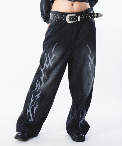 SHORT ROUND（ショートラウンド）の「SHORT ROUND/トライバルデニムパンツ（デニムパンツ・メンズ・コバルトブルー/ブラック系3・MEDIUM/LARGE）」の10枚目の写真