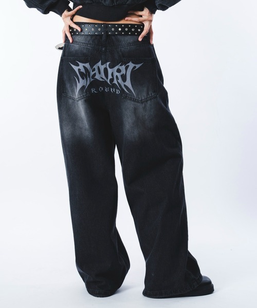 SHORT ROUND（ショートラウンド）の「SHORT ROUND/トライバルデニムパンツ（デニムパンツ・メンズ・コバルトブルー/ブラック系3・MEDIUM/LARGE）」の11枚目の写真