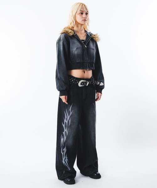 SHORT ROUND（ショートラウンド）の「SHORT ROUND/トライバルデニムパンツ（デニムパンツ・メンズ・コバルトブルー/ブラック系3・MEDIUM/LARGE）」の15枚目の写真