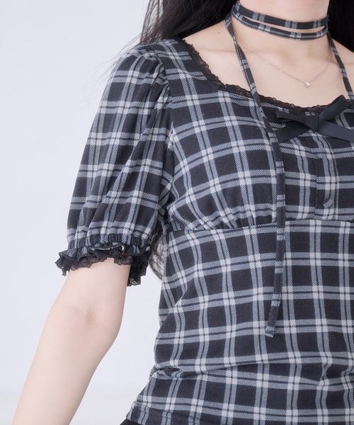 Pal elfy(パルエルフィー)の「チョーカー付きリボントップス(Tシャツ/カットソー・レディース・ブラック/ブラック系その他/オフホワイト・フリー)」の13枚目の写真
