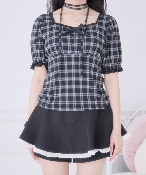 Pal elfy(パルエルフィー)の「チョーカー付きリボントップス(Tシャツ/カットソー・レディース・ブラック/ブラック系その他/オフホワイト・フリー)」の9枚目の写真