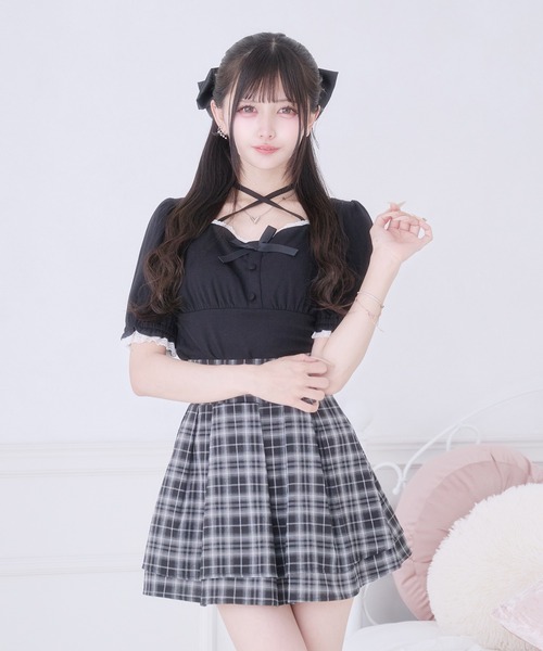 Pal elfy(パルエルフィー)の「チョーカー付きリボントップス(Tシャツ/カットソー・レディース・ブラック/ブラック系その他/オフホワイト・フリー)」の20枚目の写真