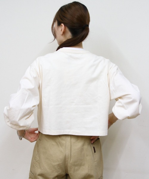 GYMPHLEX（ジムフレックス）の「Gymphlex/ジムフレックス　パフスリーブクルーネックプルオーバー　PUFF SLEEVE CREW NECK PULLOVER　GY-C0481 CPJ（Tシャツ/カットソー・レディース・ナチュラル/チャコールグレー/ブラウン/ネイビー・14）」の11枚目の写真