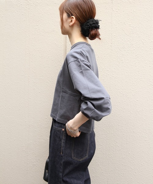 GYMPHLEX（ジムフレックス）の「Gymphlex/ジムフレックス　パフスリーブクルーネックプルオーバー　PUFF SLEEVE CREW NECK PULLOVER　GY-C0481 CPJ（Tシャツ/カットソー・レディース・ナチュラル/チャコールグレー/ブラウン/ネイビー・14）」の15枚目の写真