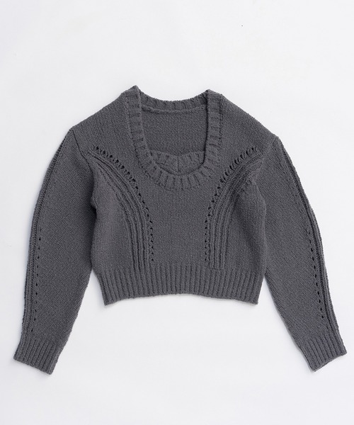 PRANK PROJECT（プランクプロジェクト）の「ハートネックニットトップ / Heart Neck Knit Top（ニット/セーター・レディース・キャメル/グレー/ブラック・FREE）」の21枚目の写真