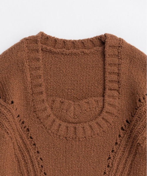 PRANK PROJECT（プランクプロジェクト）の「ハートネックニットトップ / Heart Neck Knit Top（ニット/セーター・レディース・キャメル/グレー/ブラック・FREE）」の6枚目の写真