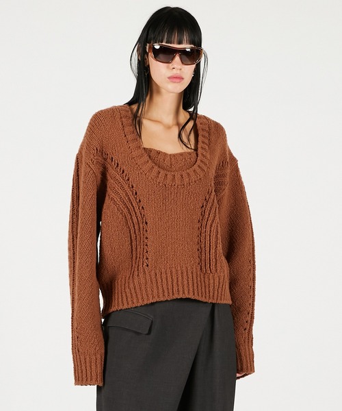 ハートネックニットトップ / Heart Neck Knit Top（ニット/セーター