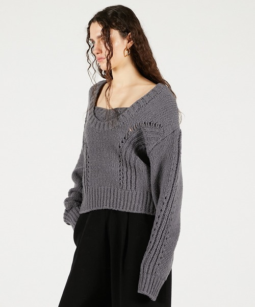 PRANK PROJECT（プランクプロジェクト）の「ハートネックニットトップ / Heart Neck Knit Top（ニット/セーター・レディース・キャメル/グレー/ブラック・FREE）」の17枚目の写真