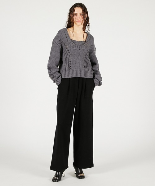 PRANK PROJECT（プランクプロジェクト）の「ハートネックニットトップ / Heart Neck Knit Top（ニット/セーター・レディース・キャメル/グレー/ブラック・FREE）」の7枚目の写真