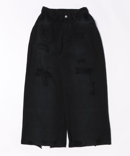 Knuth Marf（クヌースマーフ）の「Knuth Marf damage denim pants(unisex)（デニムパンツ・レディース・ブラック/ライトブルー・X-SMALL/SMALL/MEDIUM）」の9枚目の写真