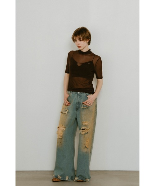 Knuth Marf（クヌースマーフ）の「Knuth Marf damage denim pants(unisex)（デニムパンツ・レディース・ブラック/ライトブルー・X-SMALL/SMALL/MEDIUM）」の10枚目の写真