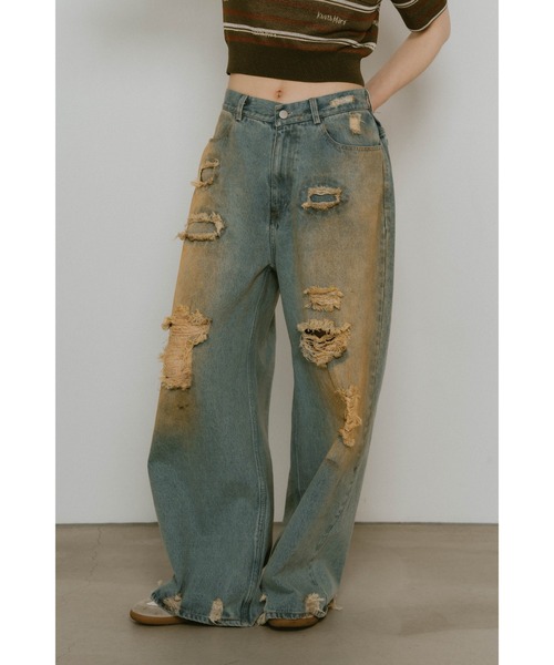 新品 Knuth Marf ダメージ デニムパンツ Knuth Marf damage denim pants(unisex)