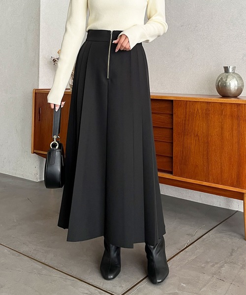 GeeRA（ジーラ）の「【S-XLサイズ展開】フロントファスナーハイウエストプリーツスカート（スカート・レディース・チャコールグレー/ブラック・SMALL/MEDIUM/LARGE/X-LARGE）」の2枚目の写真