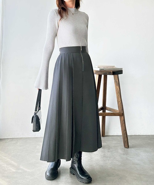 GeeRA（ジーラ）の「【S-XLサイズ展開】フロントファスナーハイウエストプリーツスカート（スカート・レディース・チャコールグレー/ブラック・SMALL/MEDIUM/LARGE/X-LARGE）」の12枚目の写真