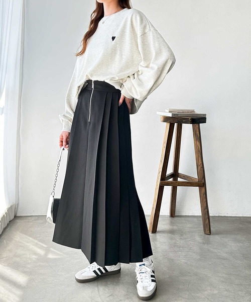 GeeRA（ジーラ）の「【S-XLサイズ展開】フロントファスナーハイウエストプリーツスカート（スカート・レディース・チャコールグレー/ブラック・SMALL/MEDIUM/LARGE/X-LARGE）」の6枚目の写真