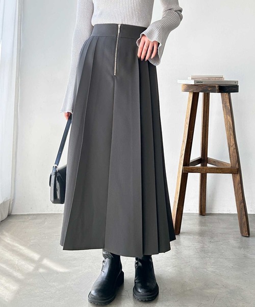 GeeRA（ジーラ）の「【S-XLサイズ展開】フロントファスナーハイウエストプリーツスカート（スカート・レディース・チャコールグレー/ブラック・SMALL/MEDIUM/LARGE/X-LARGE）」の8枚目の写真