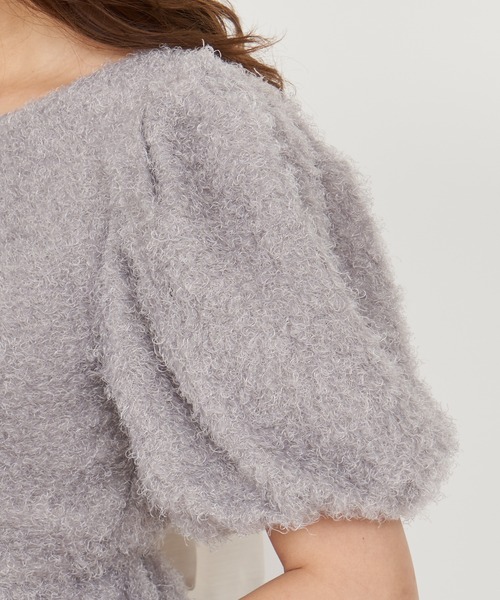 ROYAL PARTY（ロイヤルパーティー）の「カールボアペプラムトップス（シャツ/ブラウス・レディース・グレー/ブラック/オフホワイト・FREE）」の7枚目の写真