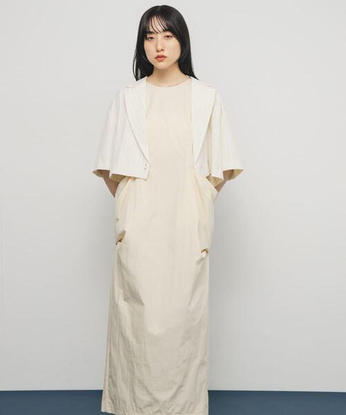 KBF（ケイビーエフ）の「ポケットディティールコクーンワンピース（ワンピース・レディース・チャコールグレー/アイボリー・ONE）」の5枚目の写真