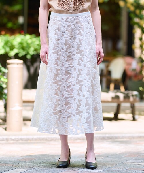 DRESSTERIOR（ドレステリア）の「【きれいめ/裏地取り外し可】シアージャカードスカート（スカート・レディース・オリーブ系/ホワイト系3・36/34/40/38）」の5枚目の写真