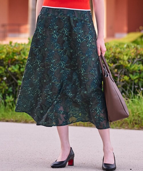 DRESSTERIOR（ドレステリア）の「【きれいめ/裏地取り外し可】シアージャカードスカート（スカート・レディース・オリーブ系/ホワイト系3・36/34/40/38）」の14枚目の写真