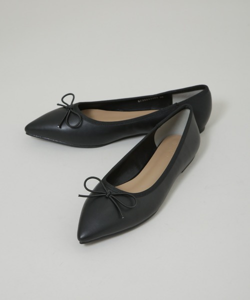 NANO universe（ナノユニバース）の「ポインテッドトゥリボンフラットパンプス（パンプス・レディース・ブラック/ベージュ・36/37/38）」の3枚目の写真