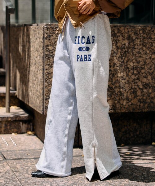 etsinta（エシンタ）の「etsintaリメイクZIPフレアスウェットパンツ（スウェットパンツ・レディース・ライトグレー/ブラック/グレー・ONE SIZE）」の5枚目の写真