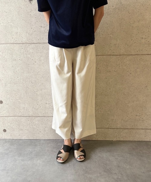 日本製／本革／3E幅】異素材バイカラーサンダル blanc/bleu│Jeffrey