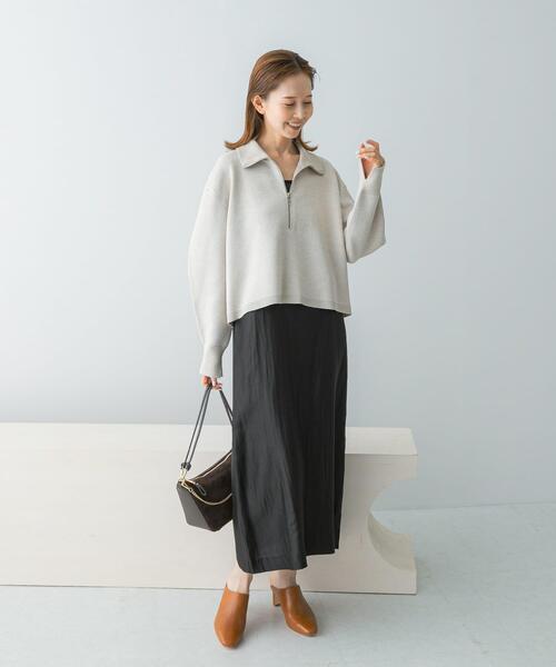 URBAN RESEARCH ROSSO WOMEN（アーバンリサーチ　ロッソ）の「ハーフジップニット（ニット/セーター・レディース・ライトベージュ/レッド・FREE）」の5枚目の写真