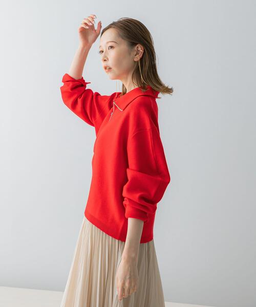 URBAN RESEARCH ROSSO WOMEN（アーバンリサーチ　ロッソ）の「ハーフジップニット（ニット/セーター・レディース・ライトベージュ/レッド・FREE）」の12枚目の写真